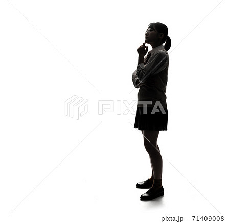 High School Girl Whole Body Silhouette Stock Photo
