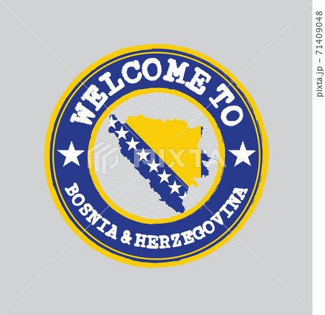 Vector stamp of welcome to Bosnia and Herzegovina with map outline of the nation in center. Vector stamp of welcome to Bosnia and Herzegovina with map outline of the nation in center. 71409048