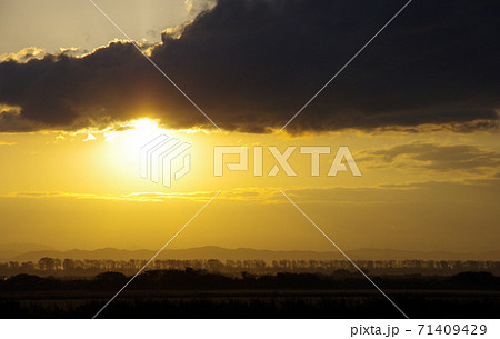 大潟村の海潟の朝景 71409429