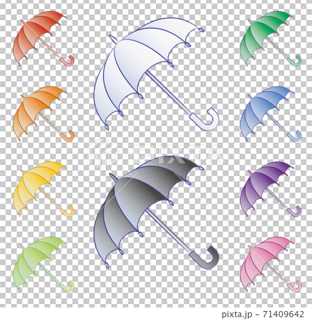 彩虹色雨傘背景透明圖像 71409642