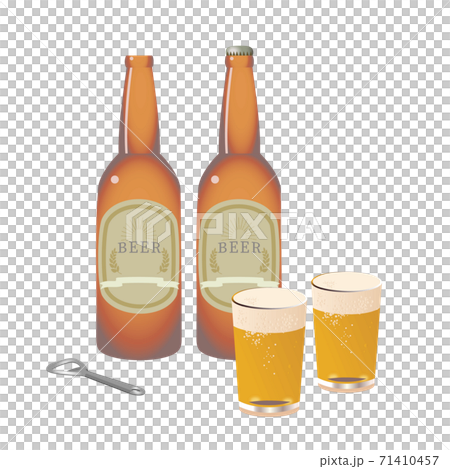 Bottled beer, bottle opener and glass beer Bottled beer, bottle opener and glass beer 71410457