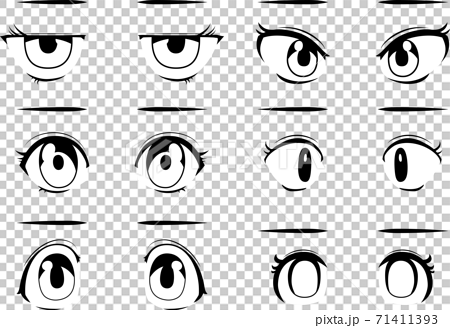 Anime-style eyes Cute beautiful girl Anime... - Stock Illustration ...