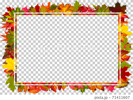Autumn photo frames Made of autumn leaves 71411607