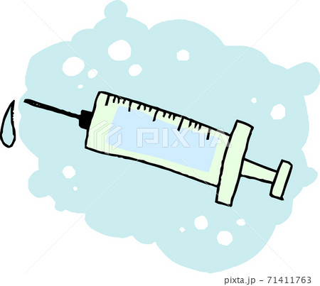 注射器 医療器具 ワクチン 注射する 手描き イラスト 71411763