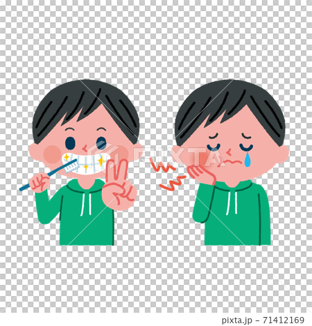 虫歯予防をしているイラスト 虫歯になっているイラストのイラスト素材