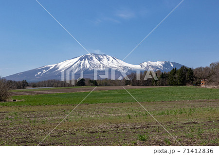 春の嬬恋村から見た残雪の浅間山 春の嬬恋村から見た残雪の浅間山 71412836