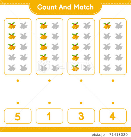 Count and match, count the number of Christmas Bell and match with right numbers. Educational children game, printable worksheet, vector illustration 71413020