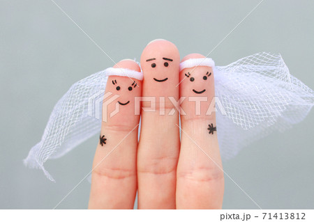 Fingers art of happy people. Plural marriage. Fingers art of happy people. Plural marriage. 71413812