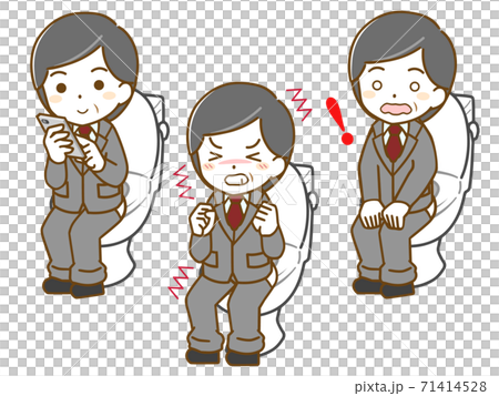 スーツを着た中年男性のトイレ 71414528