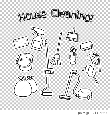 Illustration set of cleaning tools 71414964