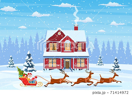 house in snowy Christmas landscape 71414972