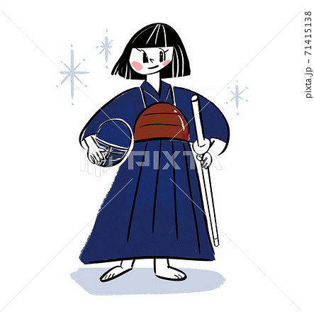 剣道着姿の女の子のイラスト素材
