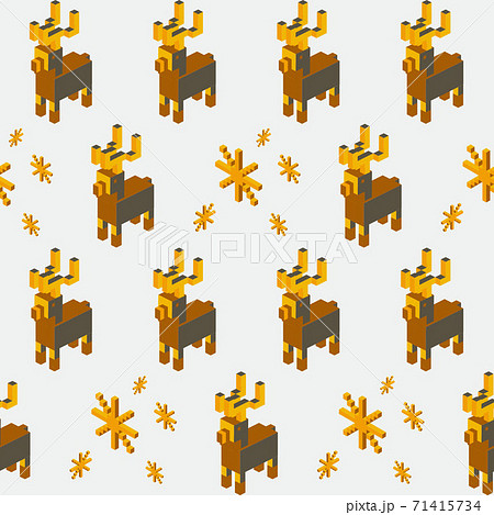 Seamless geometric pattern with the image of Christmas snowflakes, balls and deer. Vector design for holiday web banner, business presentation, brand package, fabric, print, wallpaper, postcards. Seamless geometric pattern with the image of Christmas snowflakes, balls and deer. Vector design for holiday web banner, business presentation, brand package, fabric, print, wallpaper, postcards. 71415734