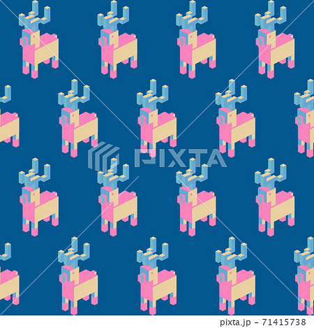 Seamless geometric pattern with the image of Christmas snowflakes, balls and deer. Vector design for holiday web banner, business presentation, brand package, fabric, print, wallpaper, postcards. Seamless geometric pattern with the image of Christmas snowflakes, balls and deer. Vector design for holiday web banner, business presentation, brand package, fabric, print, wallpaper, postcards. 71415738
