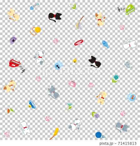 猫のアイコンのエンドレスパターン(透明背景) 猫のアイコンのエンドレスパターン(透明背景) 71415813