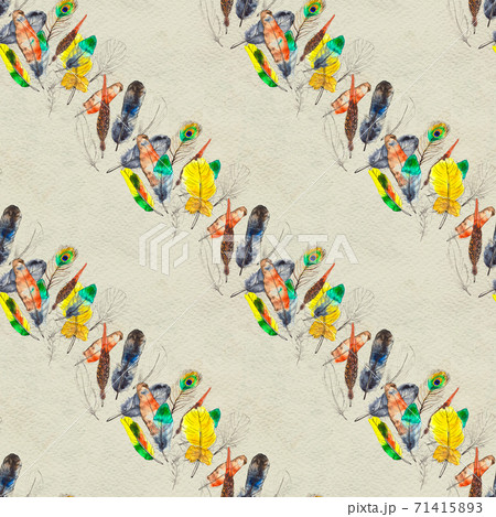 Watercolor feathers seamless pattern. Hand painted texture Watercolor feathers seamless pattern. Hand painted texture 71415893