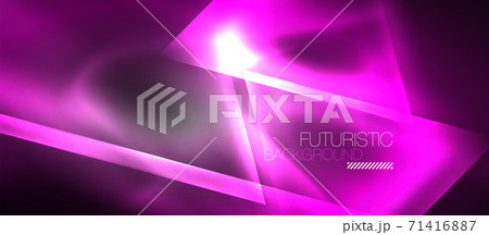 Neon geometric abstract background. Triangles with color glowing light effects in the dark. Vector illustration for covers, banners, flyers and posters and other 71416887