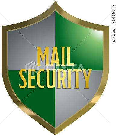 Mailsecurity セキュリティをイメージした緑の盾のベクターイラスト背景透明のイラスト素材