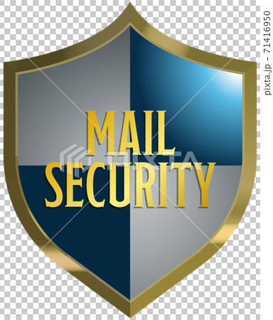 Mailsecurity セキュリティをイメージした青い盾のベクターイラスト背景透明のイラスト素材