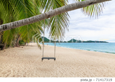 White sand at Lamai Beach, Koh Samui, Thailand. After Covid had no tourists make the sea complete ecological recovery ,nature balance White sand at Lamai Beach, Koh Samui, Thailand. After Covid had no tourists make the sea complete ecological recovery ,nature balance 71417319