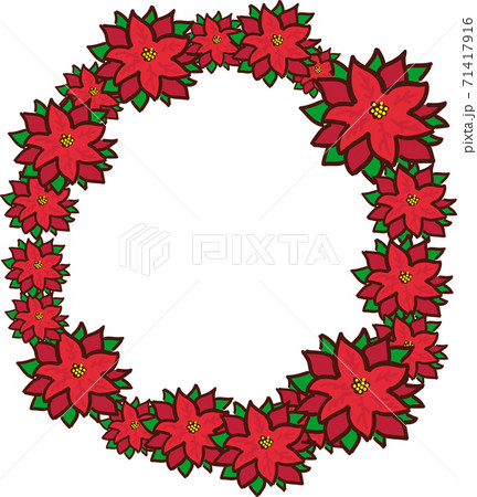 くっきり主線のポインセチア丸フレーム くっきり主線のポインセチア丸フレーム 71417916