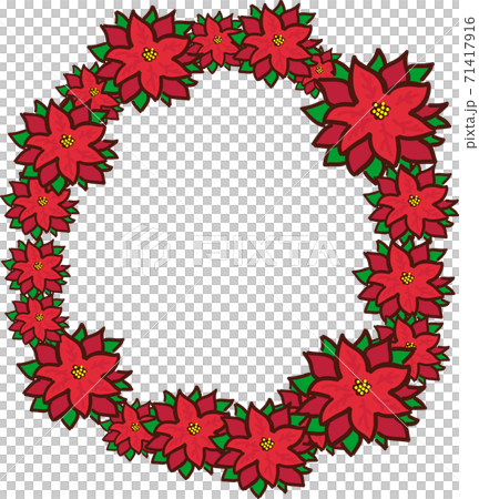 くっきり主線のポインセチア丸フレーム くっきり主線のポインセチア丸フレーム 71417916
