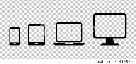デジタルデバイスのアイコンセット／パソコン／スマホ／タブレット／PC／スマートフォン／画面／イラスト 71419970