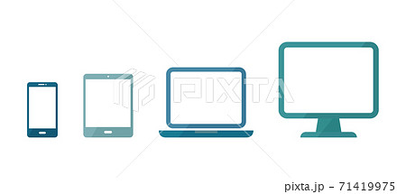 デジタルデバイスのアイコンセット パソコン スマホ タブレット Pc スマートフォン 画面 イラストのイラスト素材