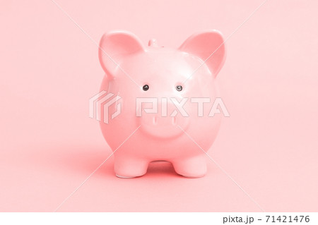 Piggy bank on pink background, budgeting concept Piggy bank on pink background, budgeting concept 71421476