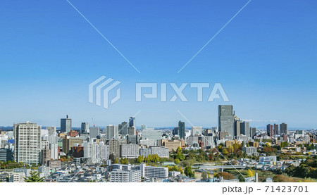 仙台市全景　伊達政宗騎馬像　青葉城址 71423701