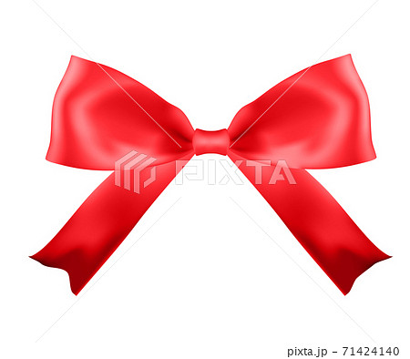Realistic Red Silk Bow Vector Illustration 71424140