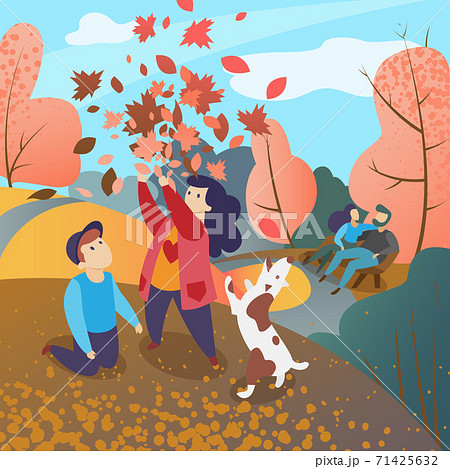 Family in autumn park vector illustration 71425632