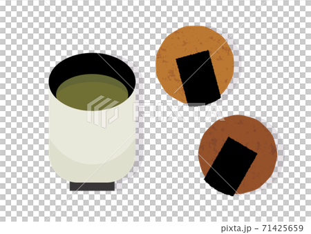 Illustration of rice crackers and tea 71425659