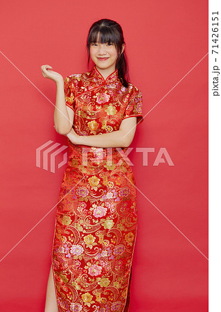 Asian woman wear Chinese dress with action Asian woman wear Chinese dress with action 71426151