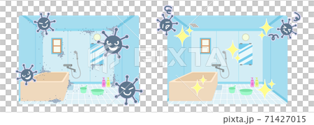 汚い浴室と輝く浴室(カビキャラクターあり)のセット 汚い浴室と輝く浴室(カビキャラクターあり)のセット 71427015