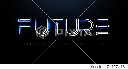 Future style alphabet. Line innovation font, cyber tech type for innovate futuristic logo, techno monogram, network and hud graphic. New technology science style letters, vector typography design 71427148