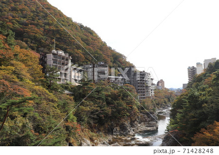 廃墟ホテル群と紅葉 71428248