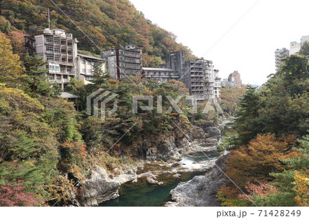 廃墟ホテル群と紅葉 71428249