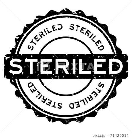 Grunge black steriled word round rubber seal stamp on white background 71429014