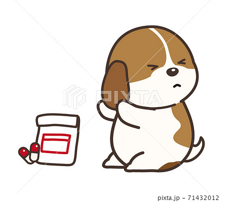 Dogs who don't like taking medicine - Stock Illustration [71432012] - PIXTA