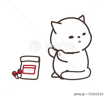 薬を飲むのを嫌がる猫のイラスト素材