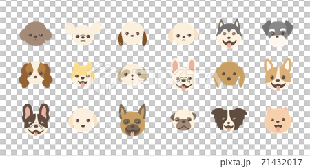 色々な種類の犬の顔のベクターイラストセット　アイコン 71432017