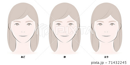 素顔の女性 輪郭3種のイラスト素材