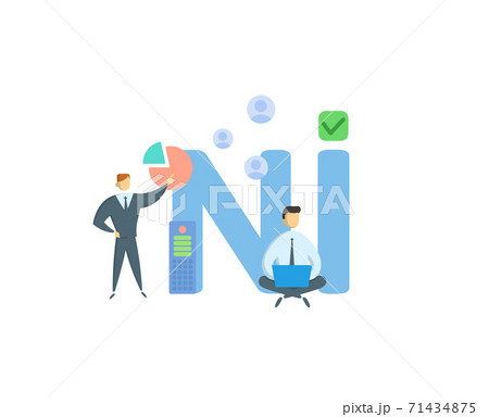 NI, Net Income. Concept with keywords, people and icons. Flat vector illustration. Isolated on white. NI, Net Income. Concept with keywords, people and icons. Flat vector illustration. Isolated on white. 71434875