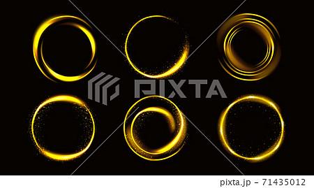 Gold circles with sparkles golden round frames set 71435012