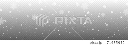 Snow wide texture isolated on transparent background. Realistic falling snowflakes. Winter template for banner. Christmas texture for advertising. Defocused flakes. Vector illustration 71435952