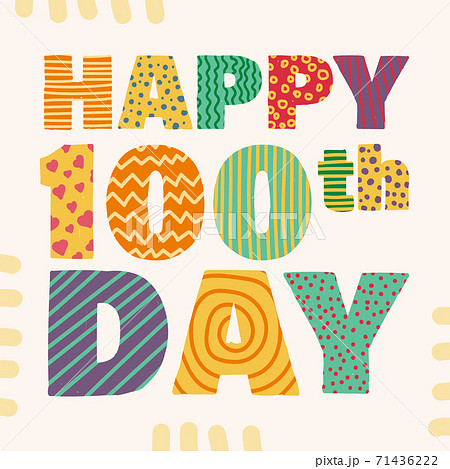Happy 100th day. Congratulatory lettering for korean hundredth birthday celebration. Vector illustration for design greeting cards. EPS 10 71436222