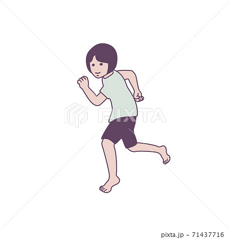 体育 ポーズ よーいドン 主線有り イラストのイラスト素材