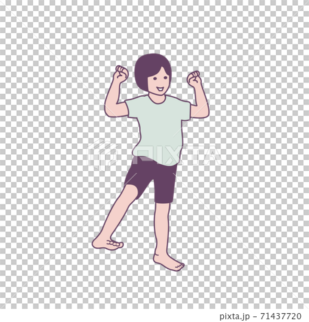 体操 ダンス にゃんポーズ 主線有り イラストのイラスト素材