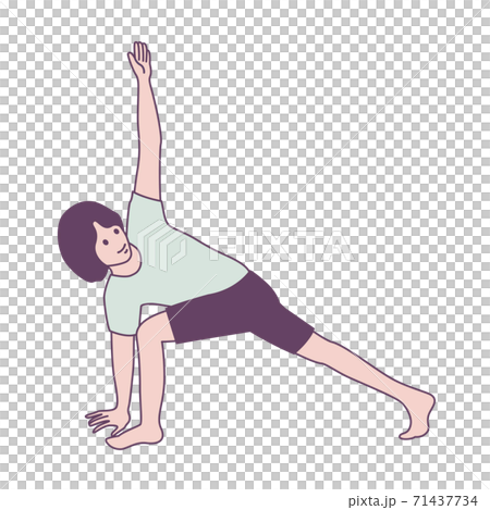 体操　ヨガ　捻りハイランジ　主線有り　イラスト 71437734